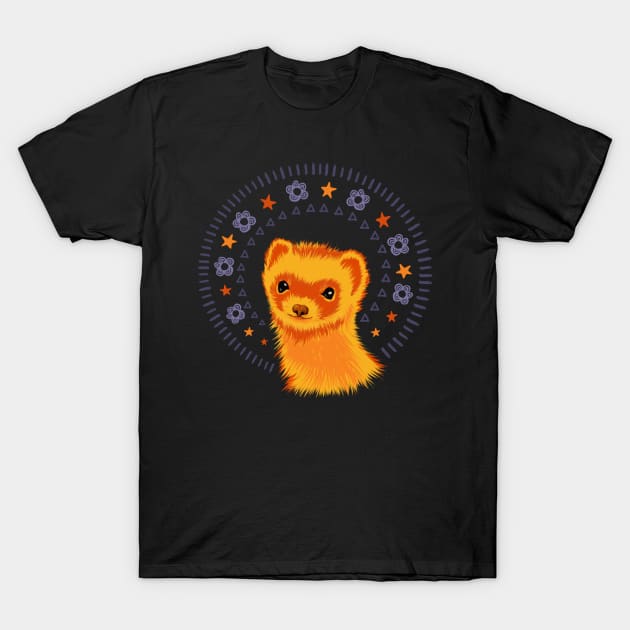 Cute ferret head flowers and stars T-Shirt by Boriana Giormova